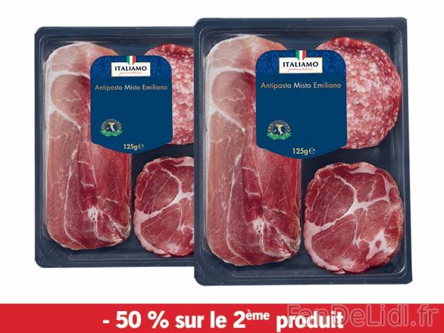 Assortiment de charcuterie italienne , prezzo 3.43 € per Soit le lot de 2 x 125 ...