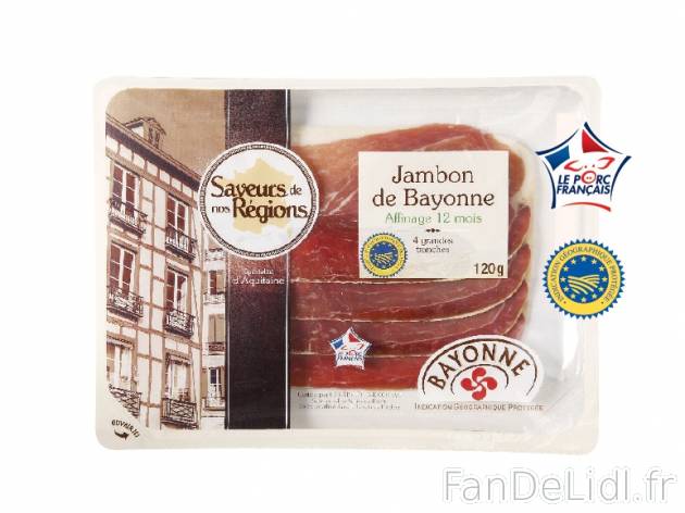 Jambon de Bayonne IGP , prezzo 2.99 € per 120 g, 1 kg = 24,92 € EUR. 
- 4 grandes ...