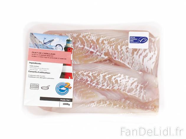 Filets de cabillaud , prezzo 11.49 &#8364; per La barquette de 1 kg 
- Sans ...