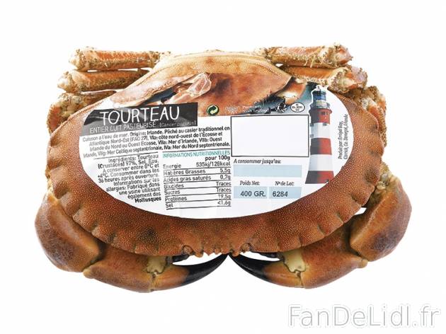 Tourteau cuit entier , prezzo 3.59 &#8364; per 400 g, 1 kg = 8,98 € EUR. 
- ...