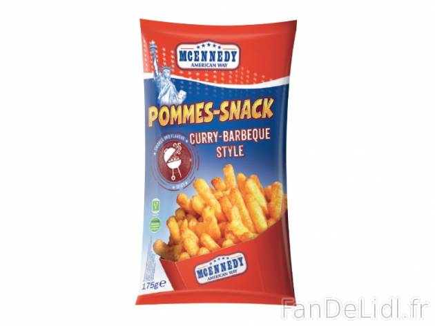 Pommes-snack , prezzo 0.99 € per 175 g au choix, 1 kg = 5,66 € EUR. 
- Sans ...