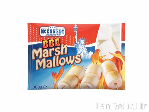 BBQ marshmallows , prezzo 0.99 € per 300 g, 1 kg = 3,30 € EUR. 
- Piquez vos ...
