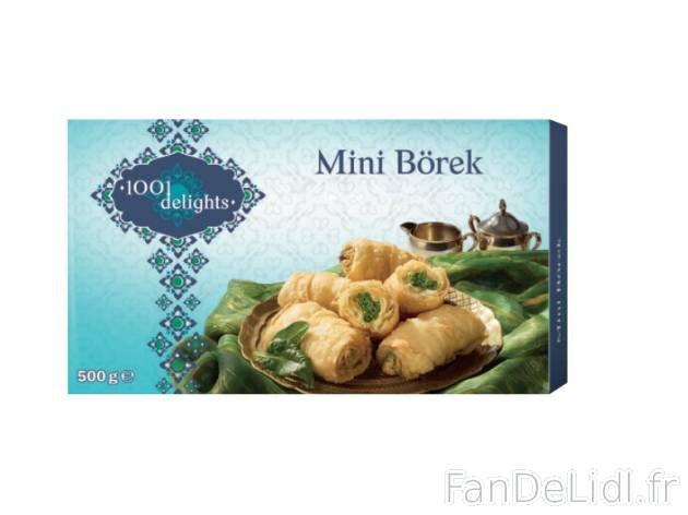 Mini Börek , prezzo 2.99 € per 500 g au choix, 1 kg = 5,98 € EUR. 
- Au choix ...