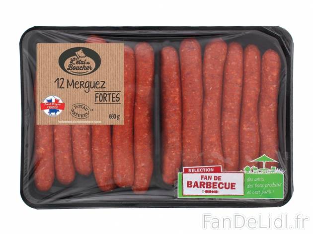 12 chipolatas aux herbes , prezzo 3.99 € per 660 g, 1 kg = 6,05 € EUR. 
- Boyau ...