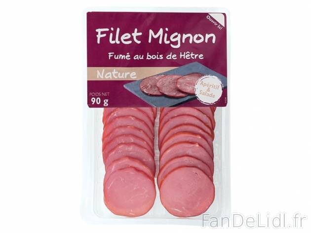 Filet mignon fumé au bois de hêtre , prezzo 1.69 € per 90 g au choix, 1 kg ...