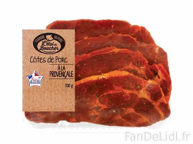 Côtes de porc à la provençale , prezzo 3.39 € per 700 g, 1 kg = 4,84 € EUR.