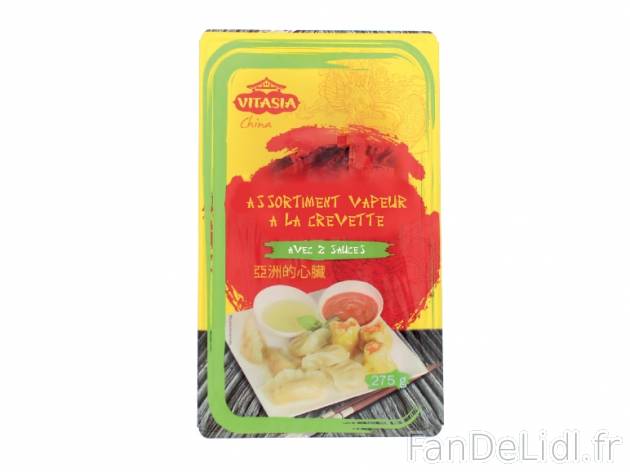 Assortiment vapeur à la crevette , prezzo 3.29 € per 275 g, 1 kg = 11,96 € ...