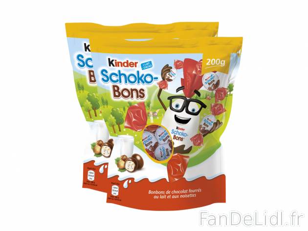Kinder Schokobons chew Lidl , le prix 2.09 € 
- Le paquet de 200 g : 2,79 € ...