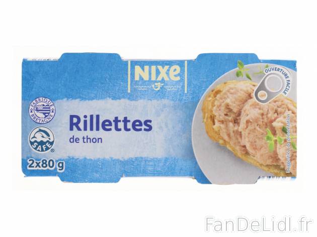Rillettes , le prix 1.45 €  
-  Au choix : thon ou saumon 
