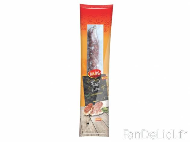 Fuet extra , prezzo 1.59 € per 170 g, 1 kg = 9,35 € EUR. 
- Cette saucisse ...