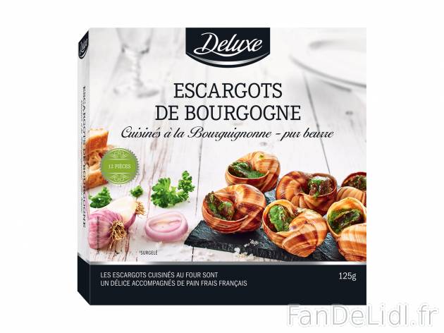 12 escargots de Bourgogne , le prix 3.29 €  

Caractéristiques

- surgelées