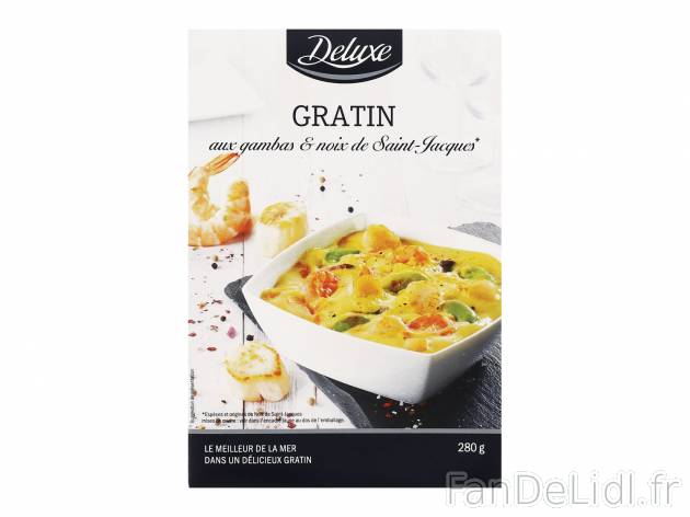 Gratin aux gambas et noix de Saint‑Jacques , le prix 3.99 € 

Caractéristiques

- ...