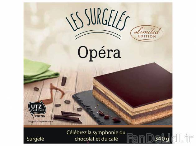 Opéra , le prix 4.59 €  

Caractéristiques

- surgelées
- utz