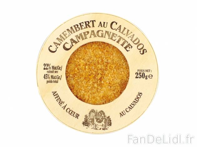Camembert affiné au Calvados , le prix 2.89 € 
- 22 % de Mat. Gr. sur produit ...