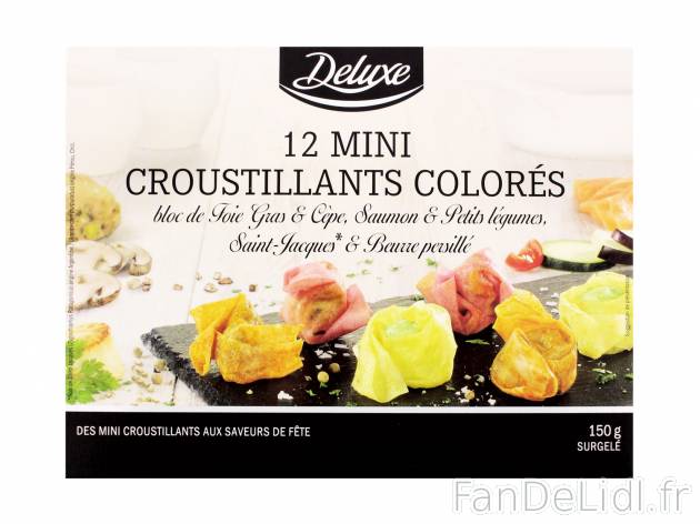 12 mini croustillants colorés , le prix 4.19 € 
- Assortiment : bloc de foie ...