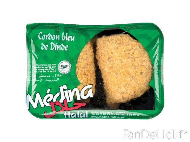 Cordons-bleus de dinde halal , prezzo 1.99 € per 400 g, 1 kg = 4,98 € EUR.