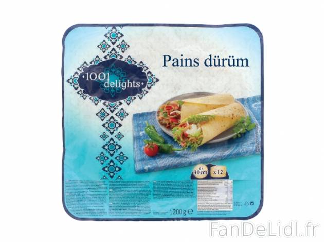 12 pains dürüm , prezzo 2.99 &#8364; per 1,2 kg, 1 kg = 2,49 € EUR. 
- &Oslash; ...