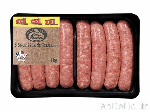 8 saucisses de Toulouse , prezzo 4.49 € per La barquette de 1 kg 
- Du mercredi ...