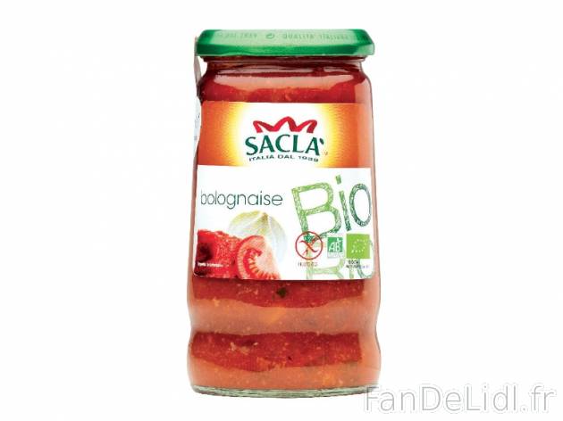 Sacla sauce bolognaise bio , prezzo 2.95 € per 345 g, 1 kg = 8,55 € EUR. 
- ...