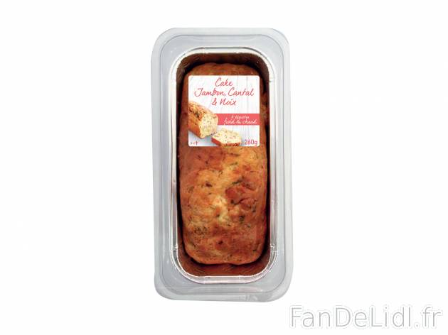 Cake jambon cantal et noix , le prix 2.99 € 

Caractéristiques

- Transformé ...