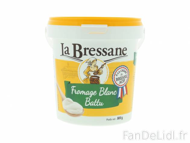Fromage blanc battu , le prix 2.39 € 
- À la crème de Bresse AOP
Caractéristiques

- ...