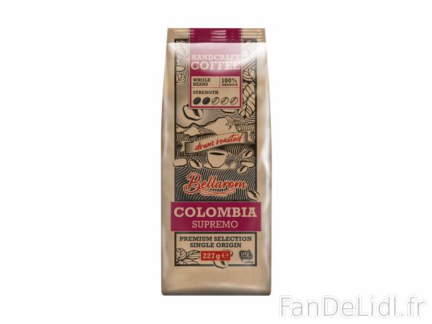 Café en grains , le prix 2.29 € 
- 100 % Arabica
- Origines au choix : Colombie, ...