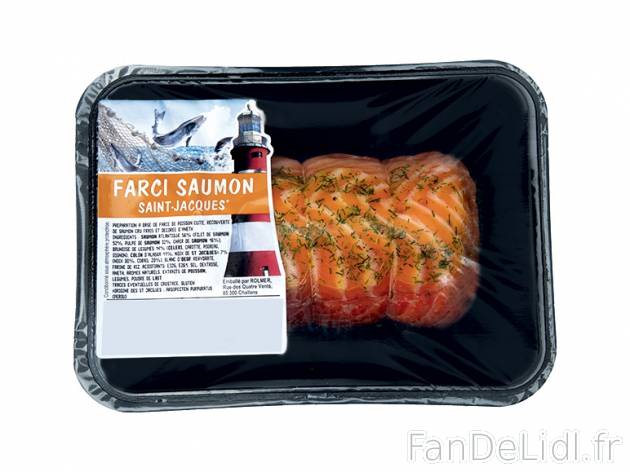 Farci de saumon aux Saint-Jacques , prezzo 6.99 € per 450 g, 1 kg = 15,53 € EUR.