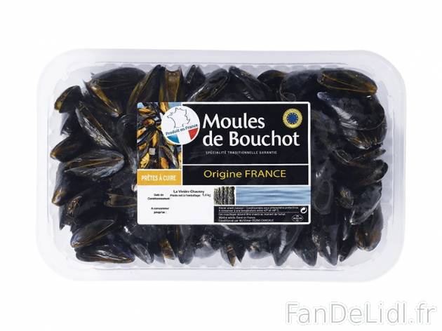 Moules de Bouchot IGP , prezzo 3.56 &#8364; per Le kilo 
- Vendues en barquette ...