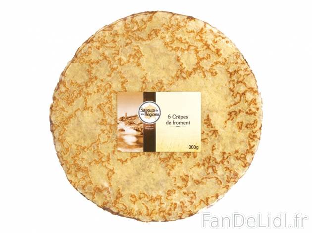 6 crêpes de froment , prezzo 2.15 € per 300 g, 1 kg = 7,17 € EUR.