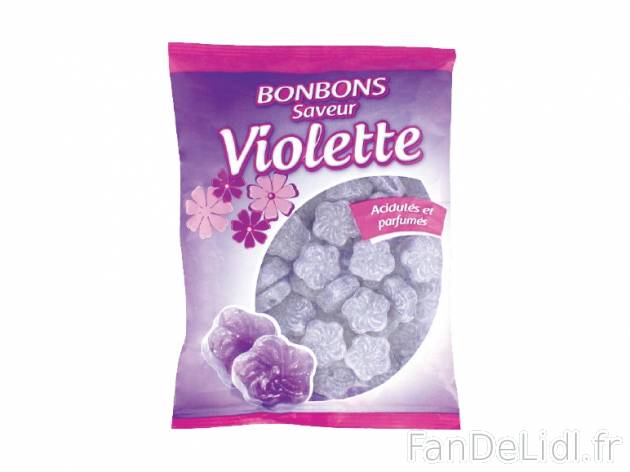 Bonbons saveur violette , prezzo 1.19 € per 250 g, 1 kg = 4,76 € EUR.