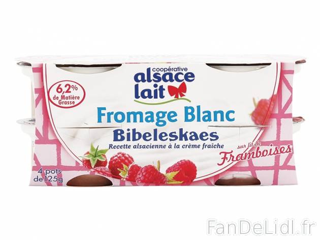 4 fromages blancs sur lit de fruits , prezzo 2.19 € per 500 g au choix, 1 kg = ...