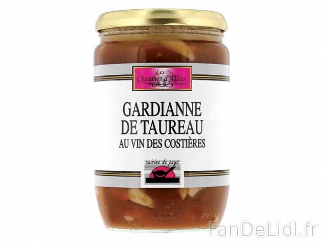 Gardianne de taureau au vin des Costières , prezzo 4.99 € per 585 g, 1 kg = 8,53 ...