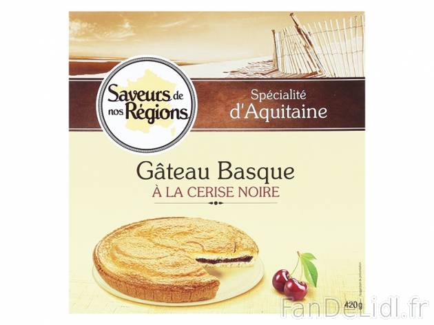 Gâteau basque à la cerise noire , prezzo 3.29 € per 420 g, 1 kg = 7,83 € EUR. ...