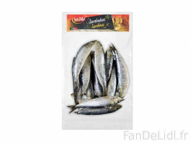 Sardines , le prix 3.89 €  

Caractéristiques

- surgelées