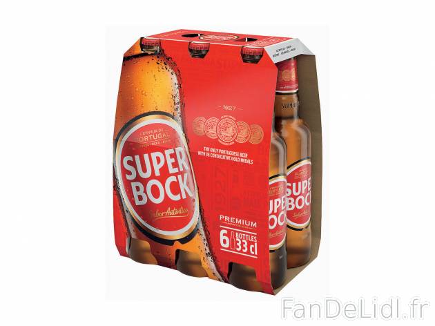 6 bières Super Bock , le prix 4.89 €  
-  5,2 % Vol.