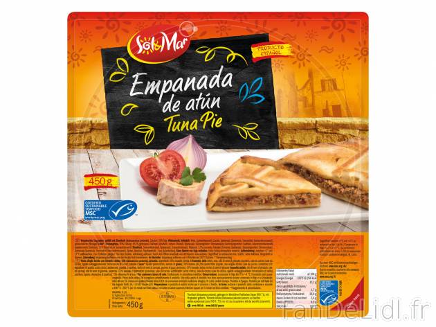 Empanada au thon MSC , le prix 3.59 € 

Caractéristiques

- Transformé en ...