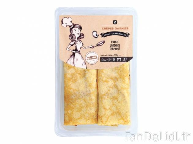 2 crêpes façon flammekueche , prezzo 2.49 € per 300 g, 1 kg = 8,30 € EUR. ...