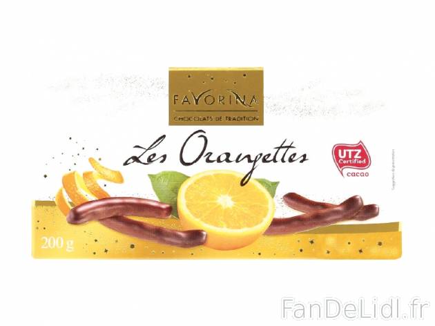 Les orangettes , prezzo 3.29 € per 200 g, 1 kg = 16,45 € EUR.