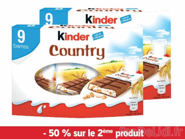 Kinder Country , prezzo 4.03 € per Soit le lot de 2 x 211,5 g, 1 kg = 9,53 € ...
