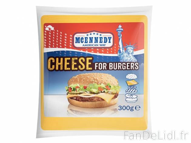 Fromage pour burger , prezzo 1.39 € per 300 g, 1 kg = 4,63 € EUR. 
- 48 % de ...