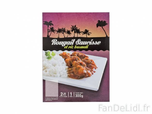 Rougail saucisse ou poulet curry coco et riz basmati , prezzo 1.99 € per 300 g, ...