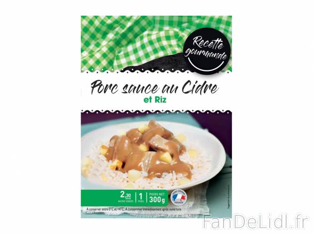 Porc sauce au cidre et riz1 , prezzo 2.29 € per 300 g 
-  Inédit chez Lidl