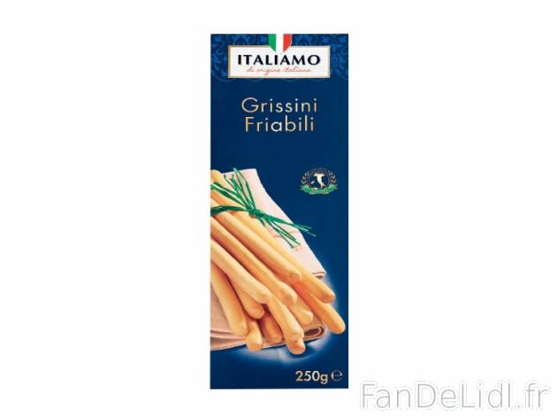 Grissini friabili , prezzo 0.99 € per 250 g, 1 kg = 3,96 € EUR.