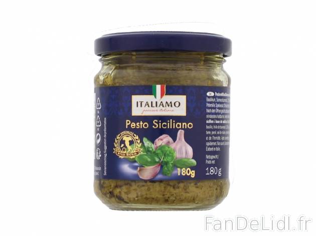 Pesto sicilien , prezzo 1.49 € per 180 g au choix, 1 L = 8,28 € EUR. 
- Au ...