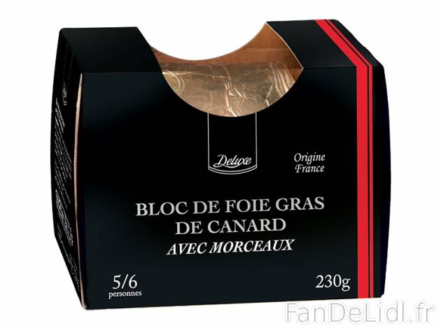 Bloc de foie gras de canard , prezzo 6.99 € per 230 g, 1 kg = 30,39 € EUR. 
- ...
