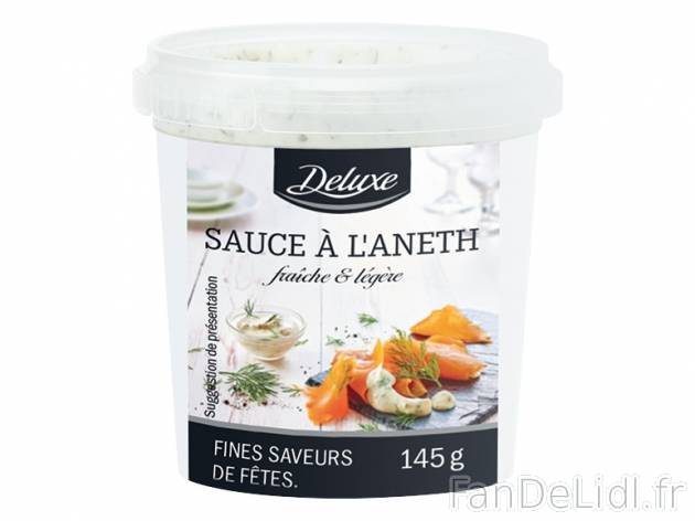 Sauce à l&apos;aneth , prezzo 1.49 € per 145 g, 1 kg = 10,28 € EUR.
