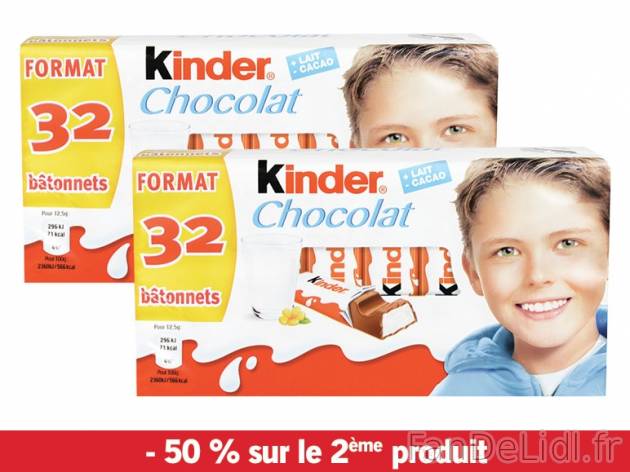 Kinder Chocolat , prezzo 6.30 € per Soit le lot de 2 x 400 g, 1 kg = 7,88 € ...