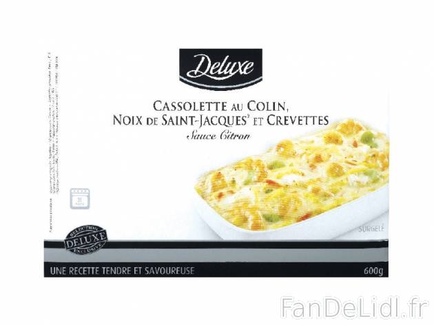 Cassolette au colin, Saint-Jacques et crevettes sauce citron , prezzo 6.99 € per ...