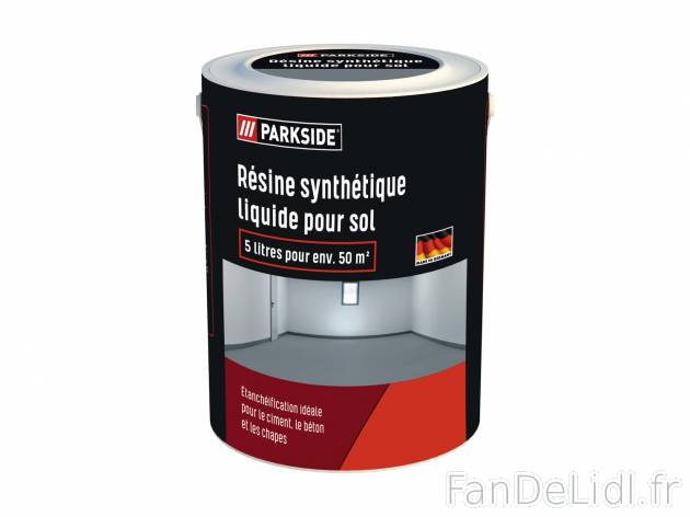 Résine synthétique liquide pour sol Parkside, le prix 18.99 € 
- Revêtement ...