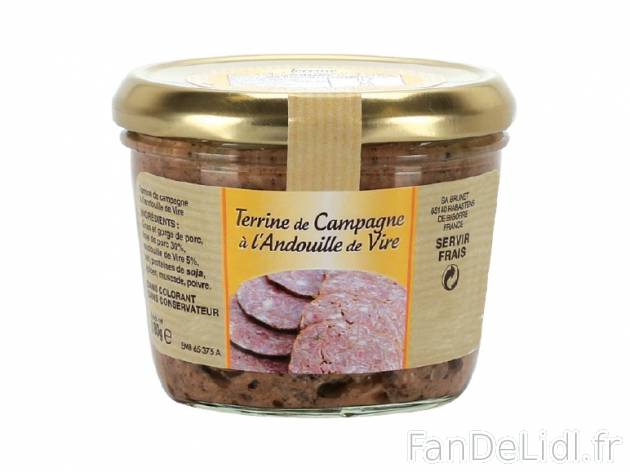 Terrine de campagne , prezzo 0.99 € per 180 g au choix, 1 kg = 5,50 € EUR. 
- ...